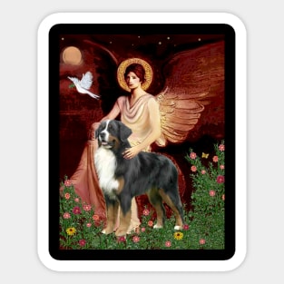 Bernese Mountain Dog with Angel (adapted from famous art) Sticker